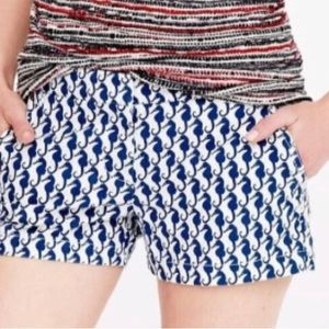 J Crew Blue & White Seahorse Chino Shorts, Sz 2‎
